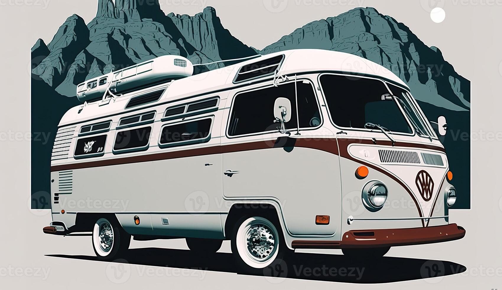 ai generiert. generativ ai. Jahrgang retro Wohnmobil rv Zuhause LKW. Abenteuer Ausflug Reise motivierend Poster. können Sein benutzt zum Dekoration und Inspiration. Grafik Kunst foto