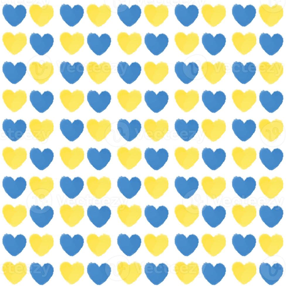 nahtlos Muster gemacht von Blau und Gelb Aquarell Herzen foto