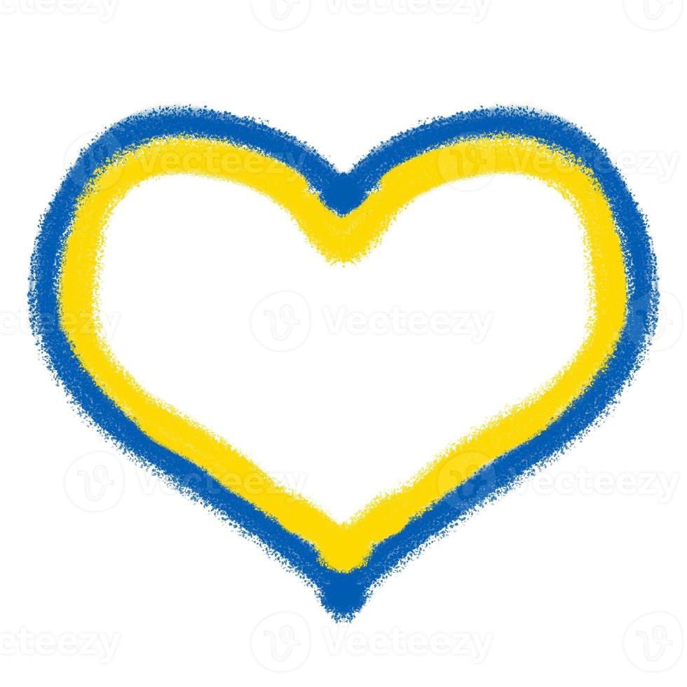 Herz gezeichnet mit ukrainisch Flagge Farben foto