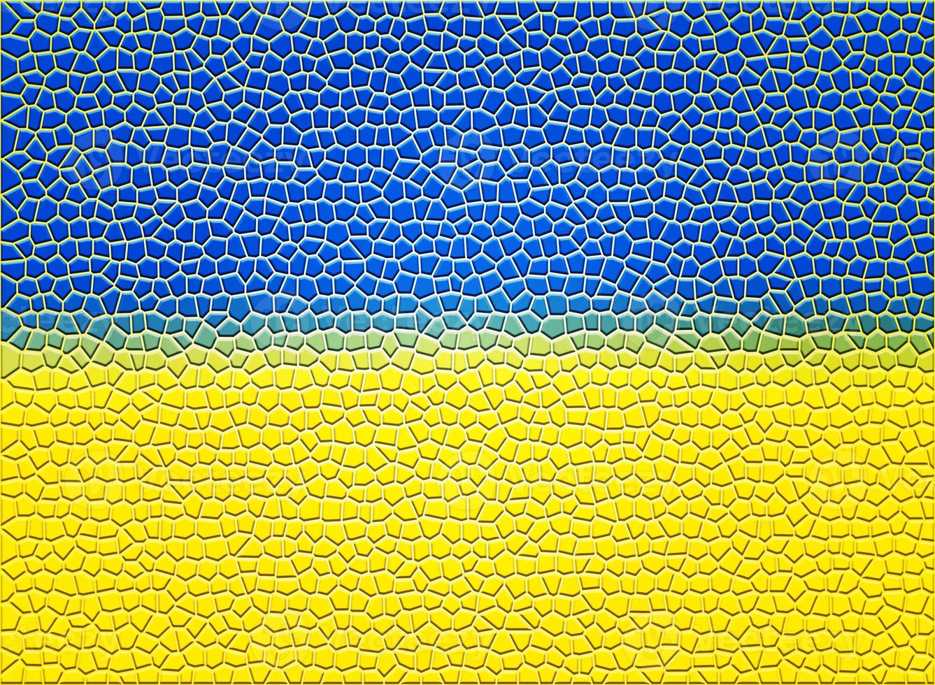Mosaik mit gemalt ukrainisch Flagge Über leuchtenden Hintergrund foto