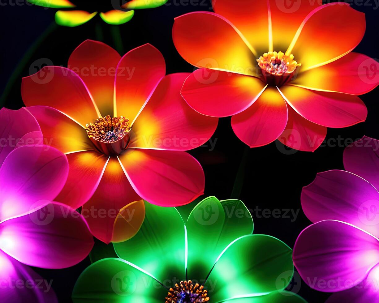mehrfarbig Fantasie abstrakt Blumen durch ai generiert foto