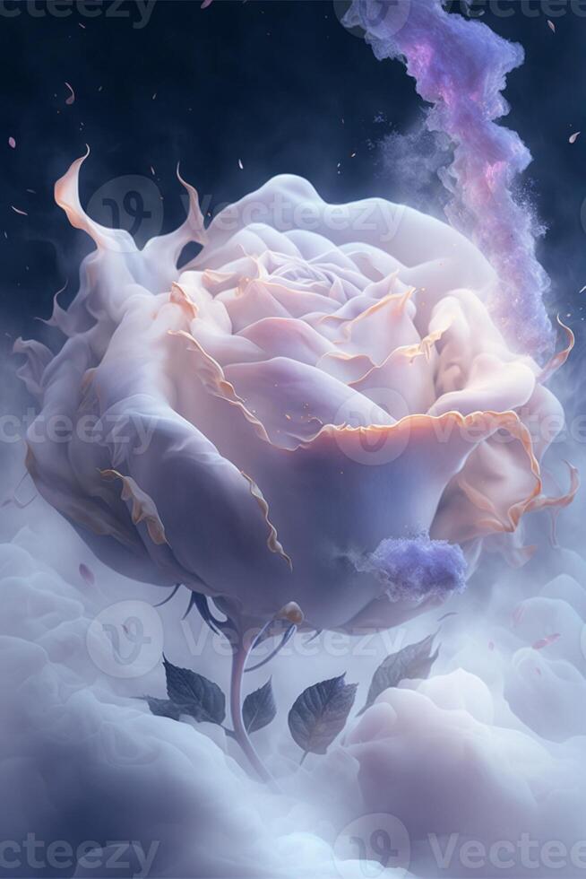 bunt Nebel Eis gemacht von Weiß Rosen von Digital Kunst. generativ ai. foto
