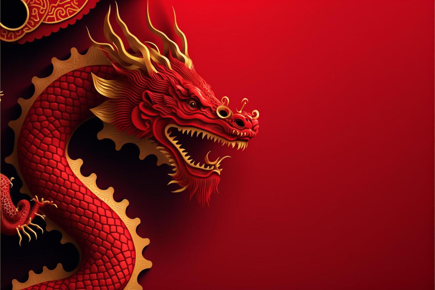 Chinesisch Neu Jahr Konzept Banner Drachen tanzen. generativ ai foto