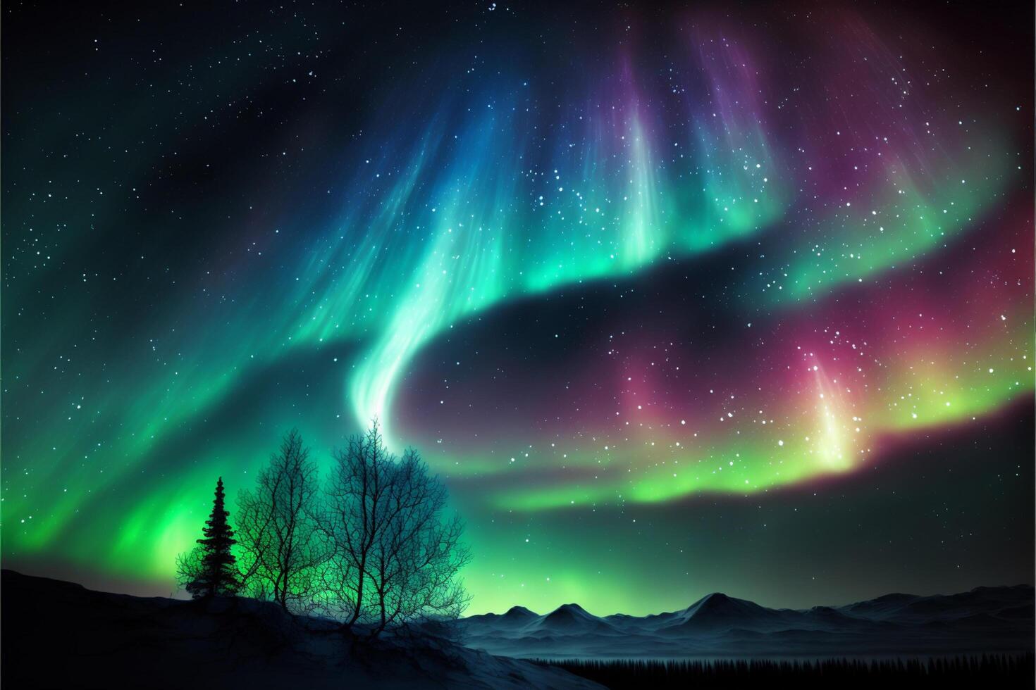 majestätisch Himmel mit Aurora und Sterne. generativ ai. foto