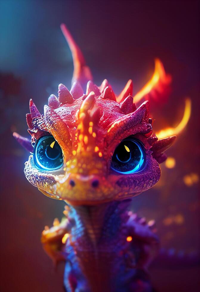 süß Drachen gemacht von Feuer pixar Stil. generativ ai. foto