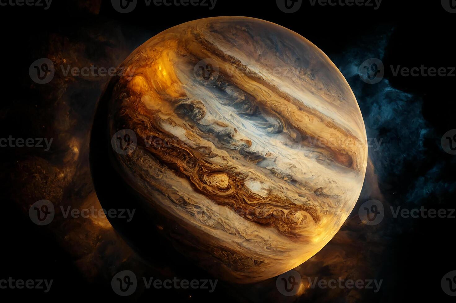 das Planet Jupiter, ein Aussicht von ein Planet im das Solar- System. generativ ai foto