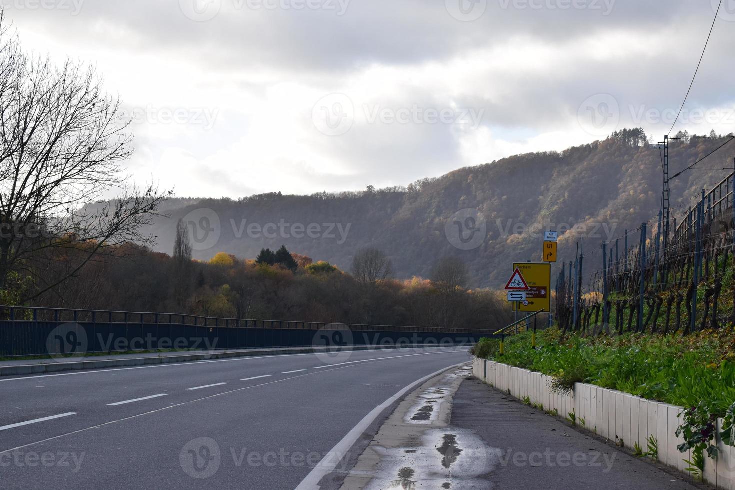 Mosel Senke Straße im spät Herbst foto