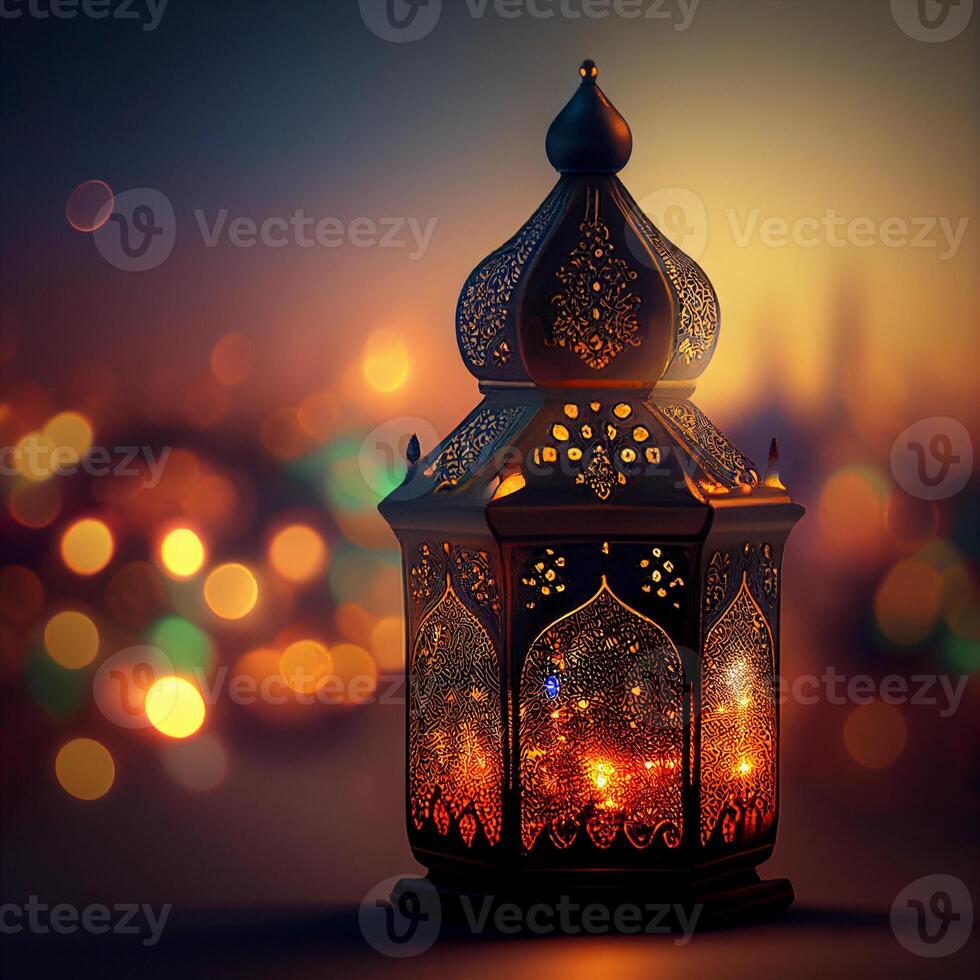 ai generativ schön eid Mubarak Arabisch islamisch Hintergrund und Banner Design. foto