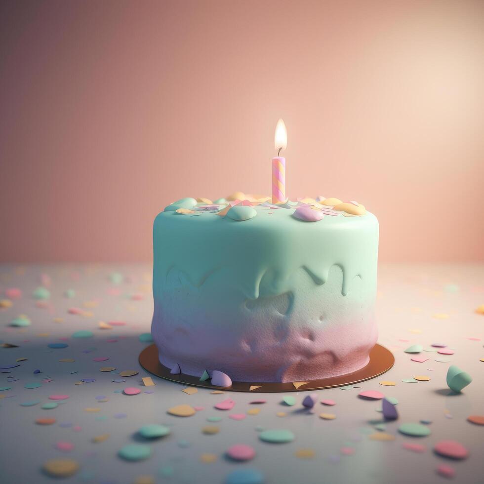 Geburtstag Hintergrund mit Kuchen. Illustration ai generativ foto