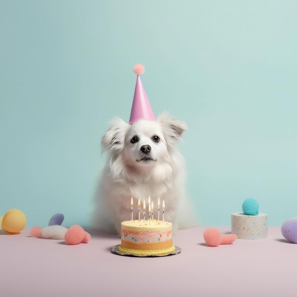 süß komisch Geburtstag Hund. Illustration ai generativ foto
