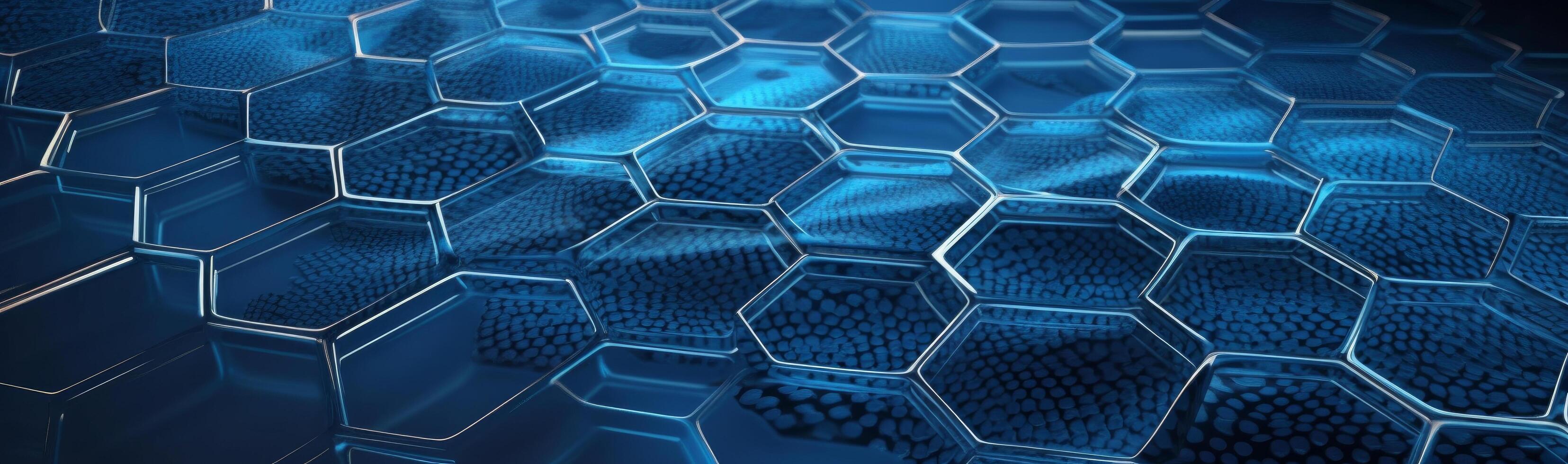 Blau Hintergrund gemacht oben von sechseckig geformt Zellen. Illustration ai generativ foto