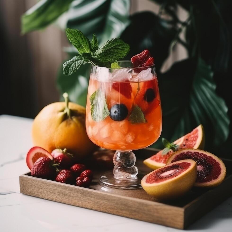 Sommer- Cocktail. Illustration ai generativ foto