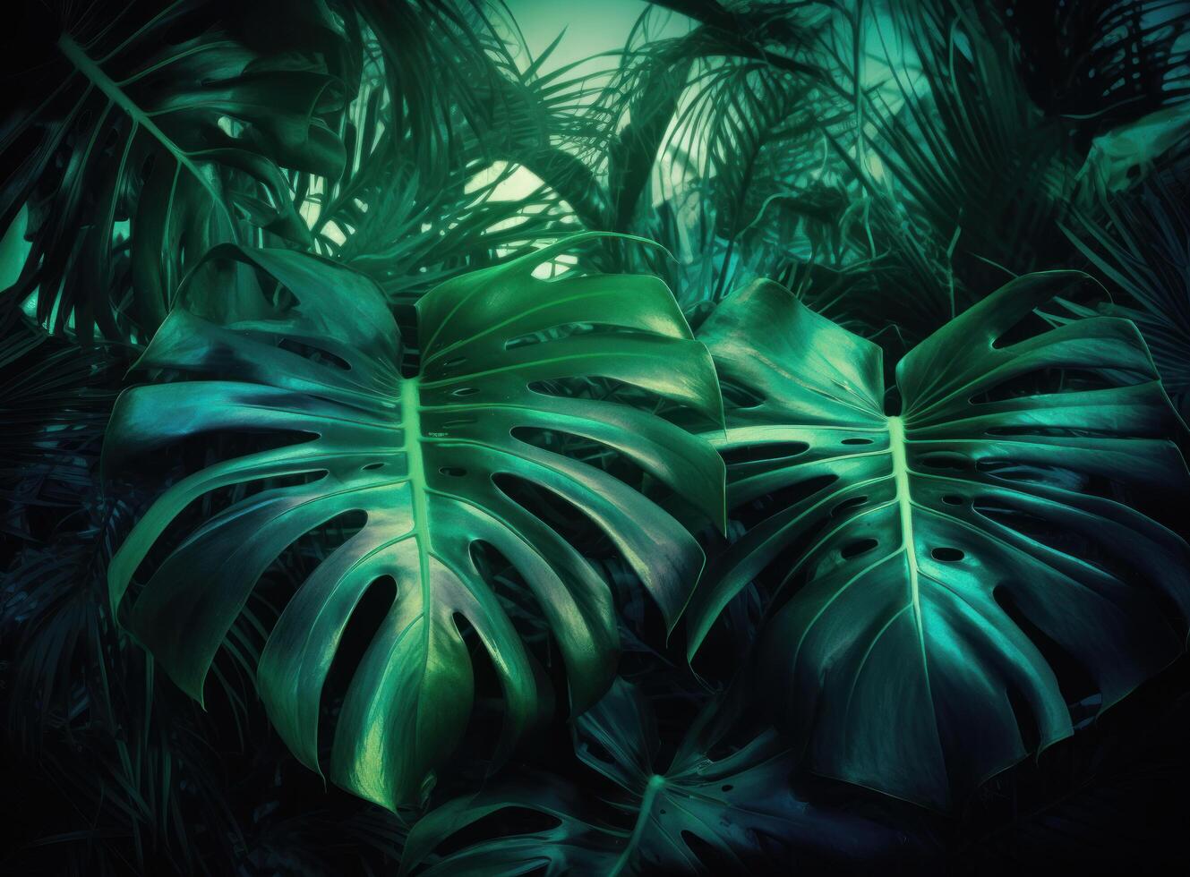 tropisch Palme Blätter Hintergrund. Illustration ai generativ foto