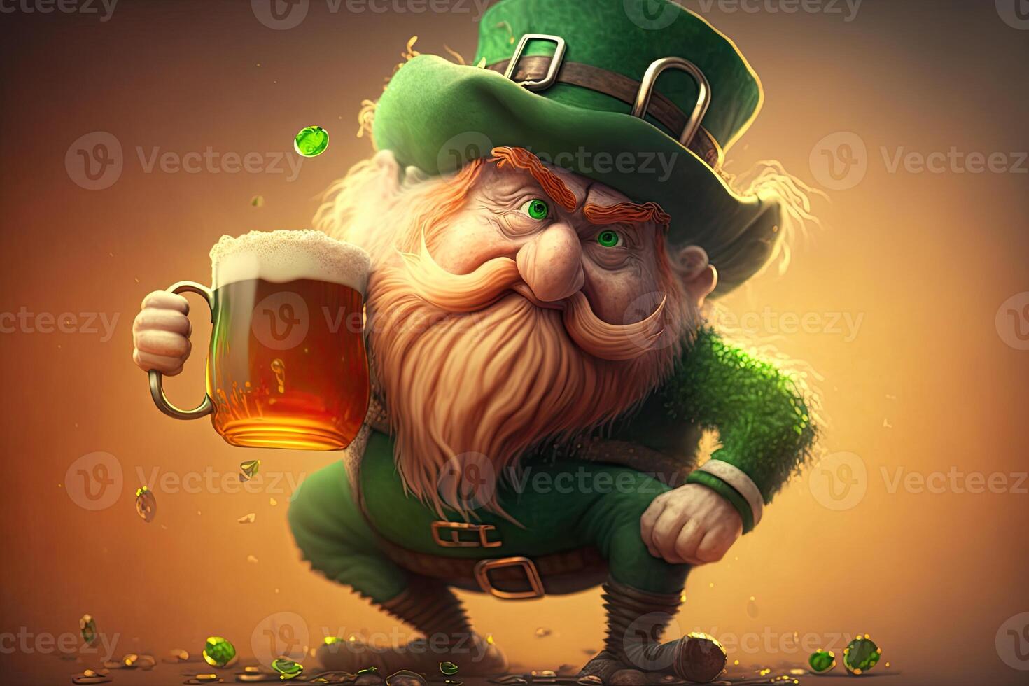 generativ ai Illustration von wunderlich irisch Karikatur, Haifisch, Bier, Grün, Topf von Gold, glücklich st Patrick Tag, quilling Papier Schnitt Kunst foto