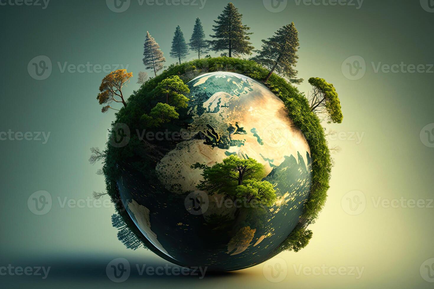 generativ künstlich Intelligenz. realistisch illustriert Planet Erde im das gestalten von ein Ball. Karikatur Postkarte zum Erde Tag. foto