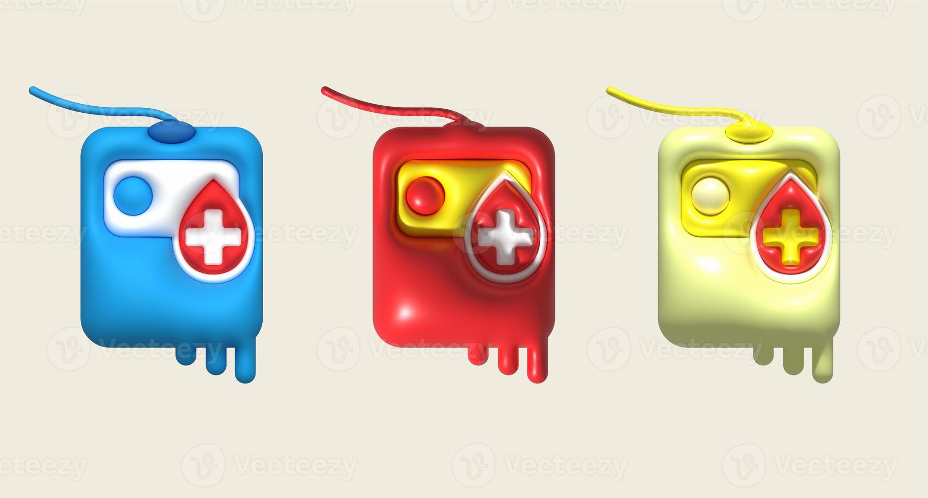 Illustration 3d von ein Blut Tasche Symbol zum medizinisch Behandlung. foto