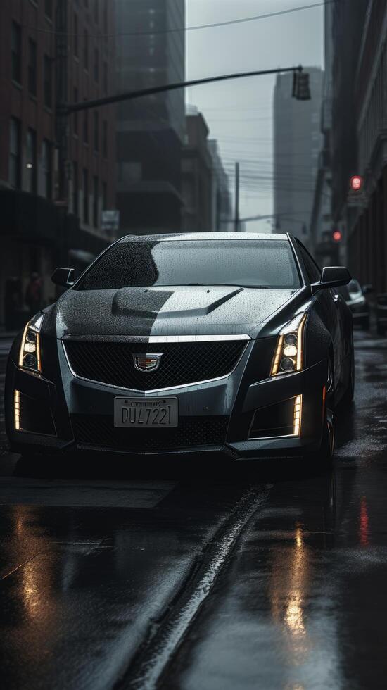Cadillac cts-v städtisch Straße generativ ai foto