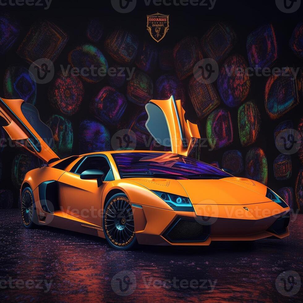 Bild von lsd Lamborghini entfernt trippy Fantastisch Bild generativ ai foto