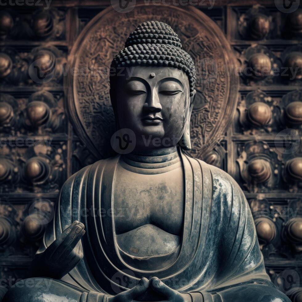 Bild von Buddha wie Album Startseite zum Meditieren generativ ai foto