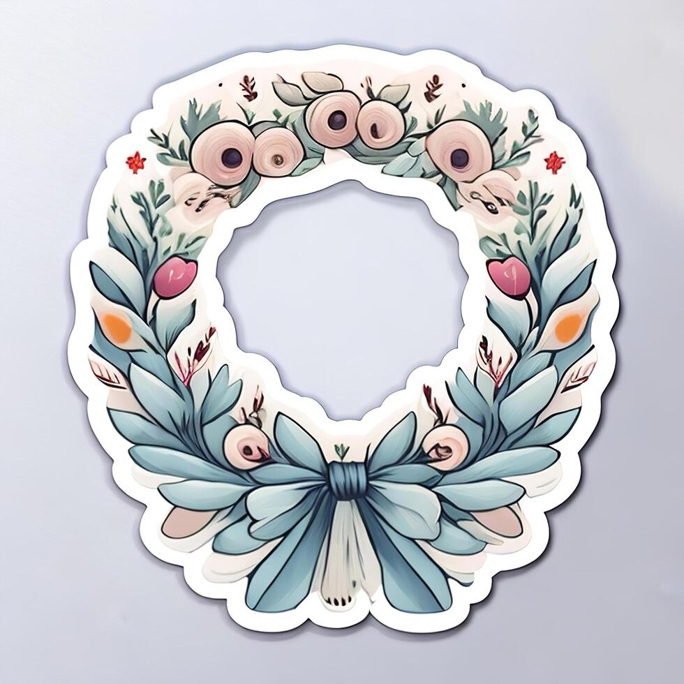 Aquarell Blumen- Kranz mit süß Eulen. Hand gezeichnet Illustration. ai generativ foto