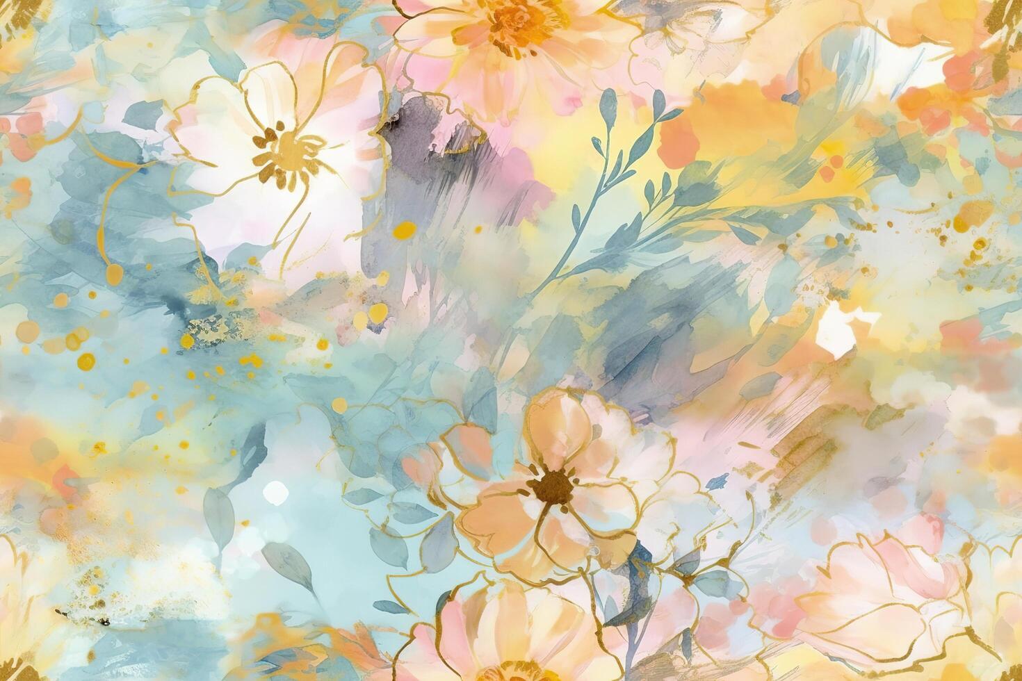 fein Kunst Blume Gemälde Hochzeit Illustration nahtlos Muster mit generativ ai foto