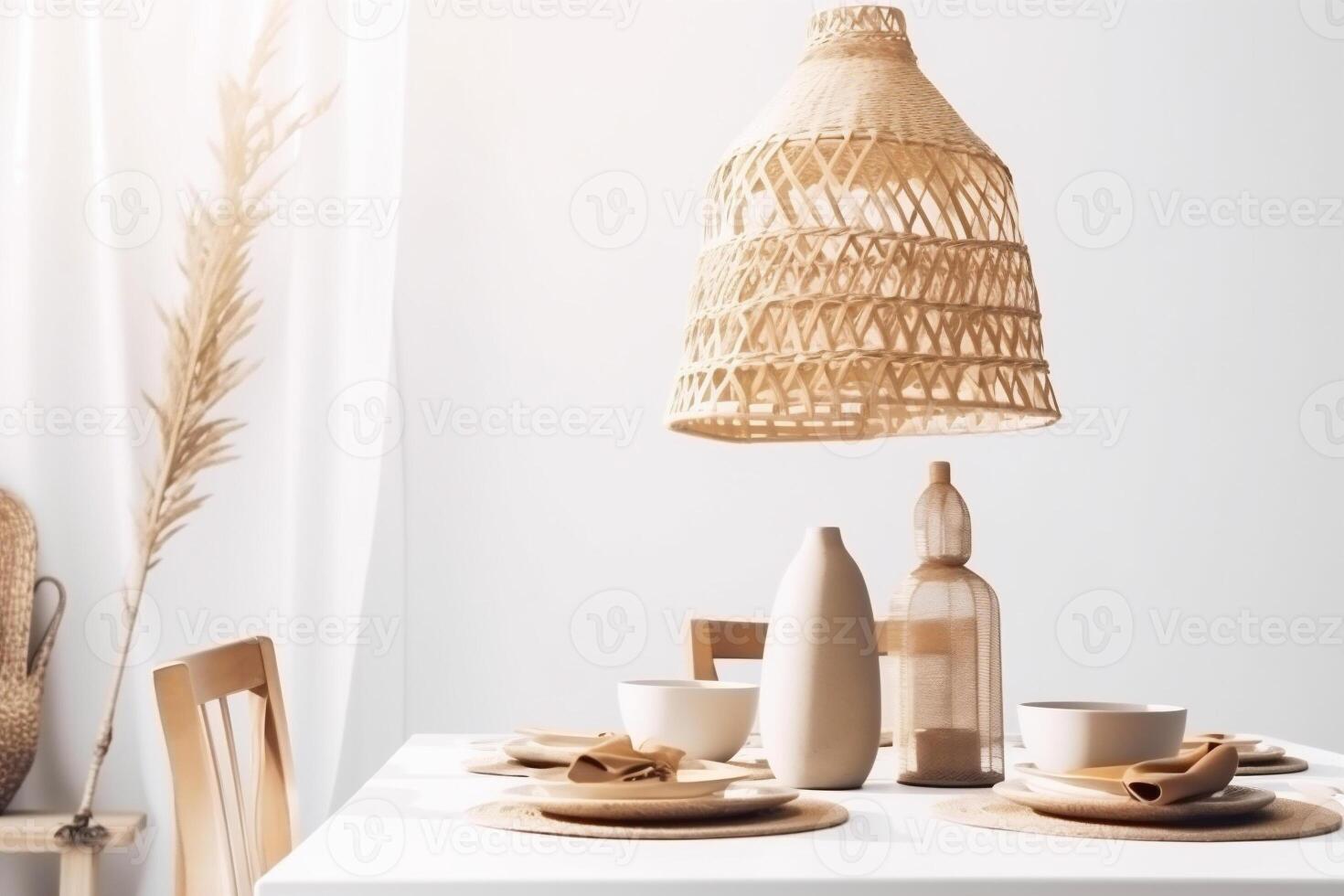 ai generiert Boho Stil Essen Zimmer foto