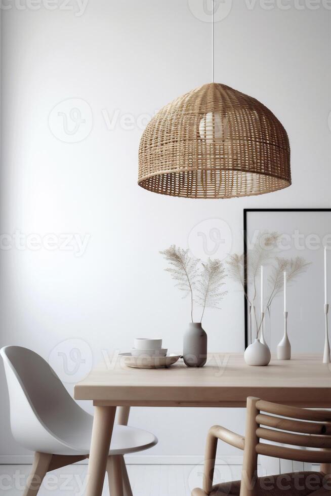 ai generiert Boho Stil Essen Zimmer foto