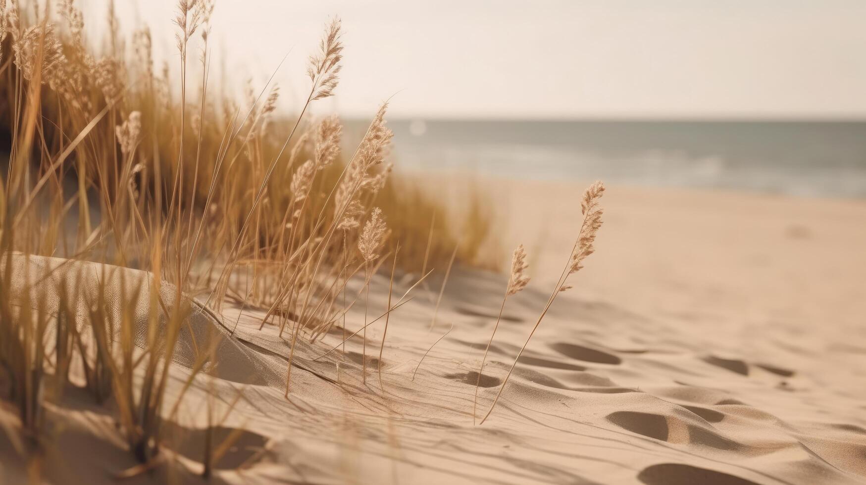 trocken Gras und Sand Hintergrund. Illustration ai generativ foto