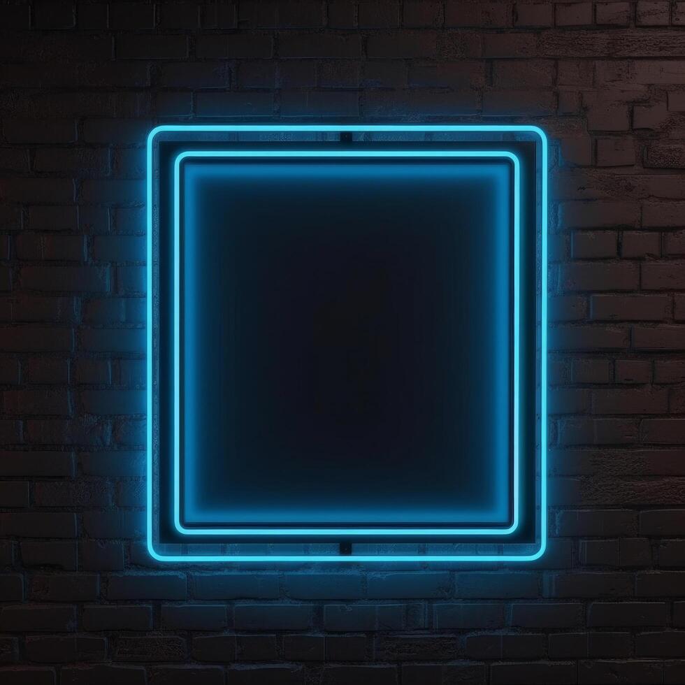Neon- Rahmen auf dunkel Hintergrund. Illustration ai generativ foto