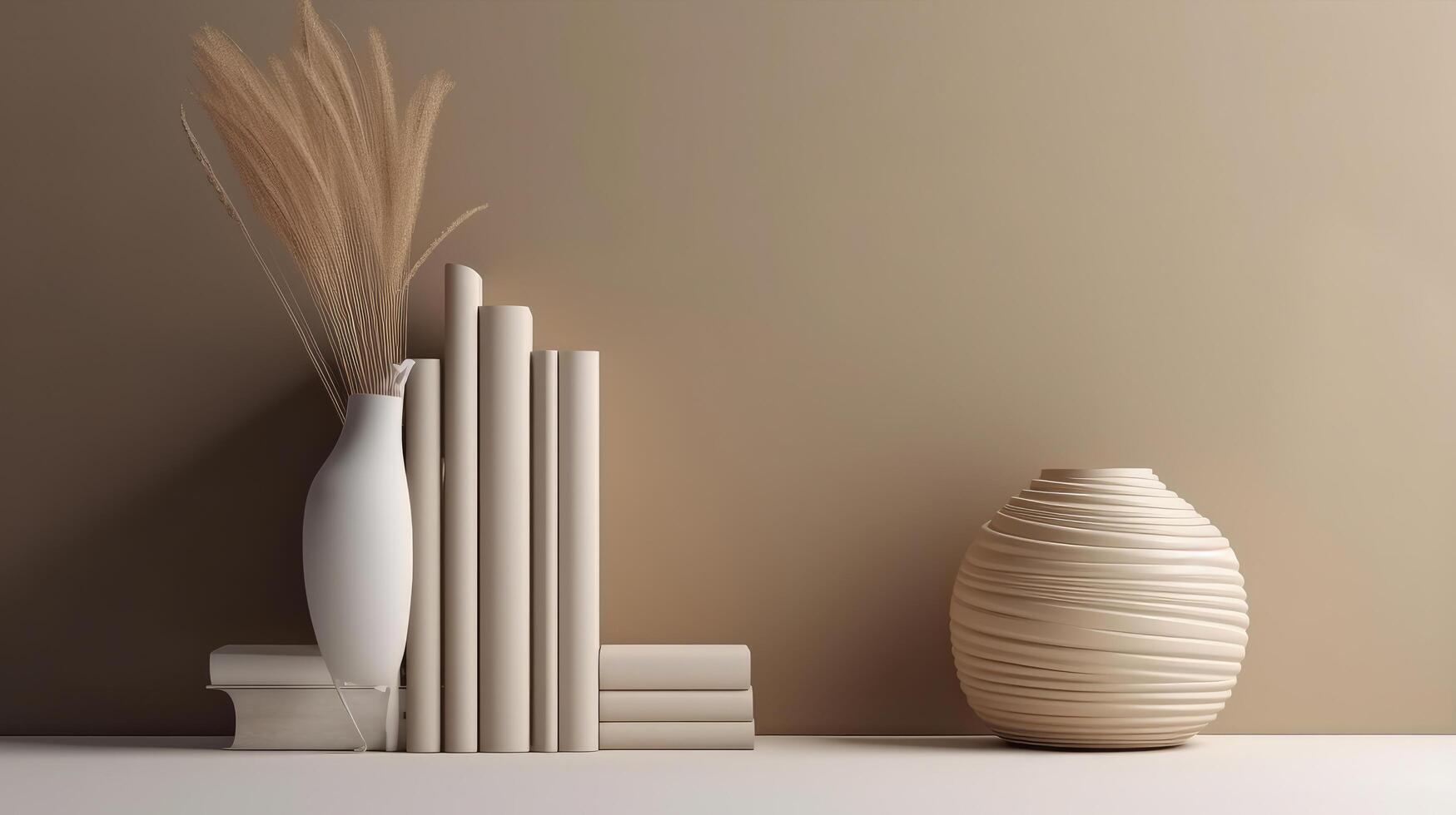 abstrakt Vase im Beige minimalistisch Hintergrund. Illustration ai generativ foto