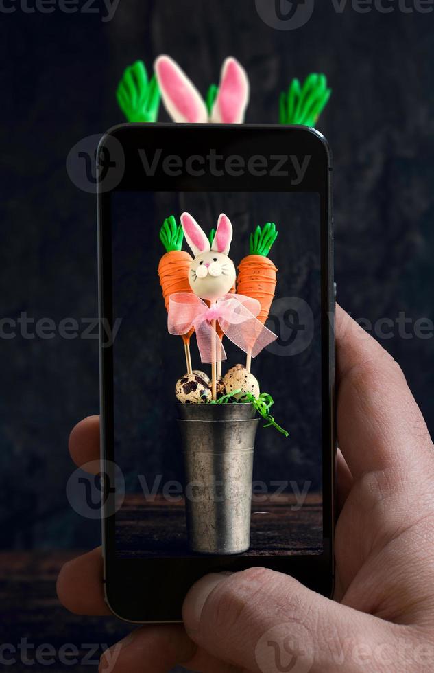 Möhren und Hase Kuchen Pops foto