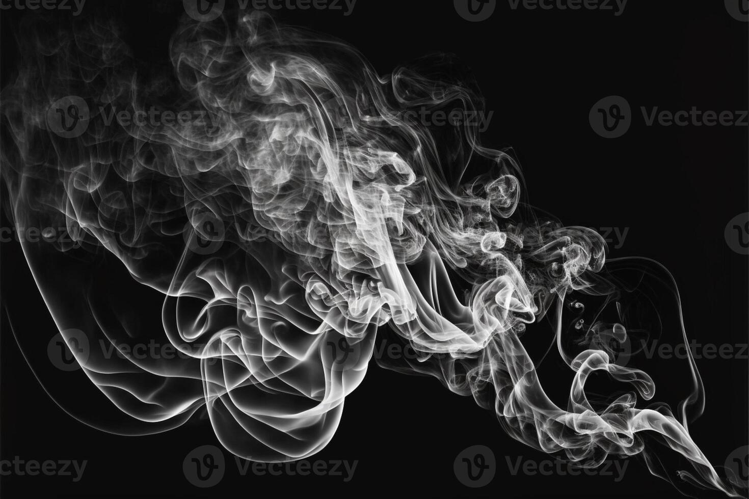 Rauch einstellen isoliert auf schwarz Hintergrund. generativ ai foto
