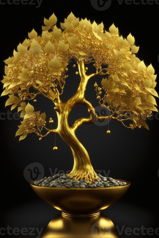 Gold Vermögen Baum. voll von Gold. generativ ai. foto