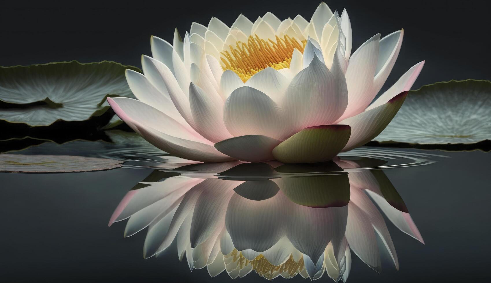 Lotus Blume oder Wasser Lilie schwebend auf Wasser , generativ ai foto