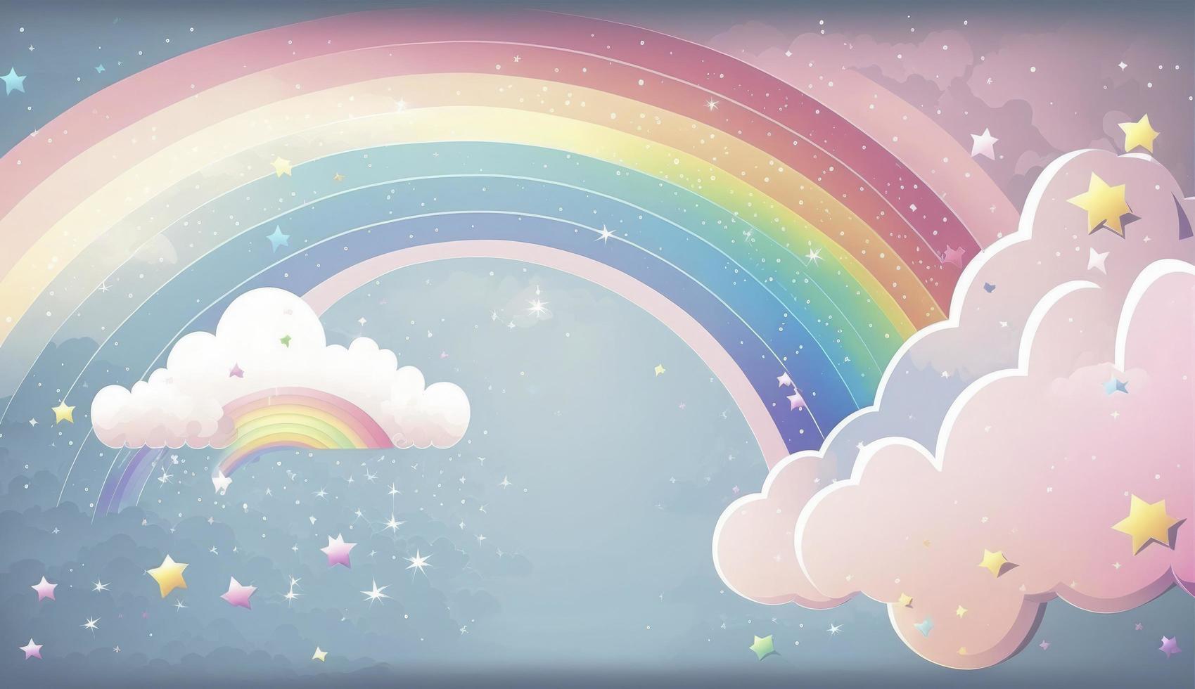 Fantasie Himmel Regenbogen. Fee Himmel Regenbögen Farben, Magie Landschaft und Traum Himmel Hintergrund Illustration, generieren ai foto