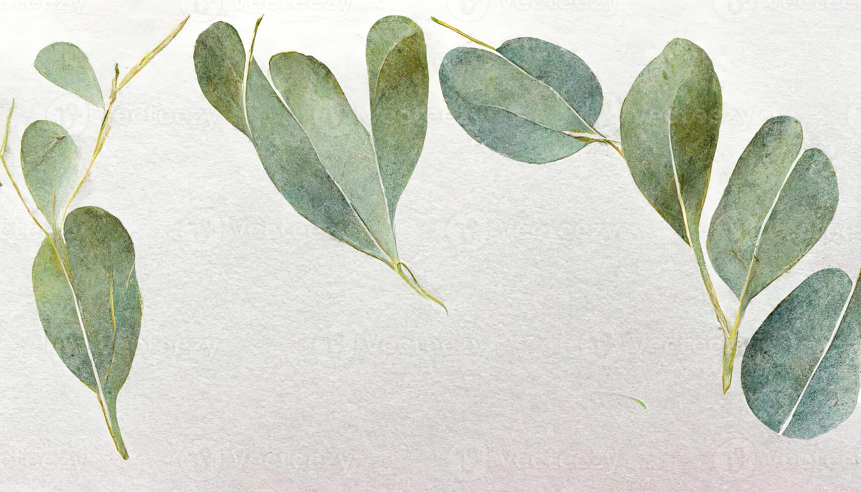 wunderbar Eukalyptus Blätter Grenze, Aquarell Illustration isoliert auf Weiss, Grün Clip Art zum Hochzeit. generativ ai foto
