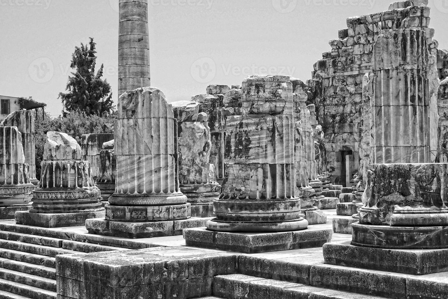 l alt Ruinen von das uralt Tempel von Apollo im Didim, Truthahn auf ein heiß Sommer- Tag foto
