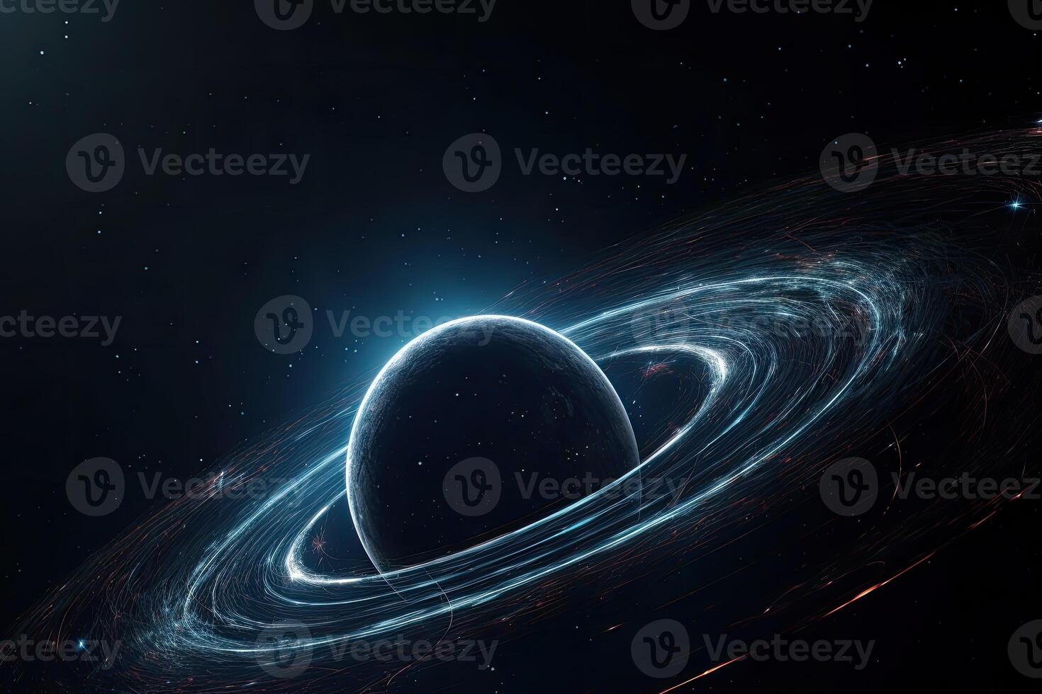 schließen oben Raum Szene mit Planeten, Sterne und Galaxien. Raum Galaxis Hintergrund mit Planet und Asteroiden. generativ ai. foto