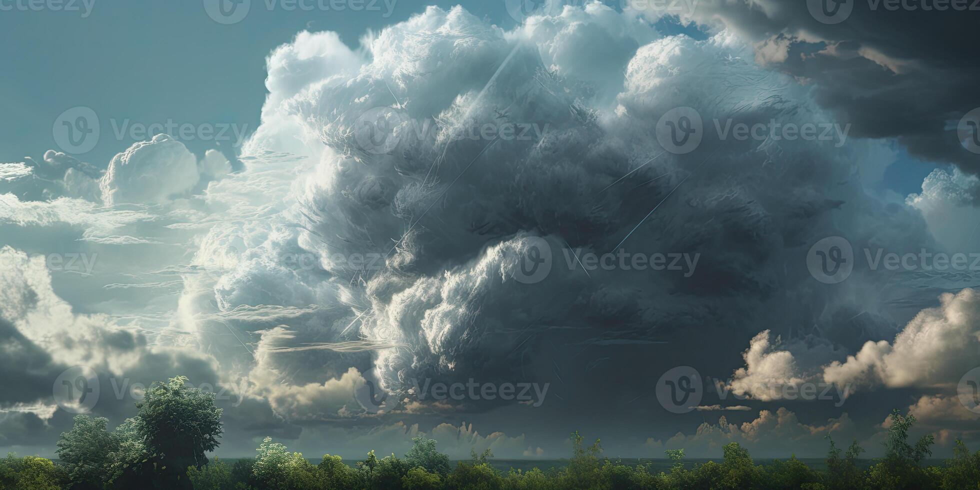 Sturm Wolken versammeln Über ein Straße Das führt in das Distanz, Erstellen ein sehr dramatisch Landschaft. generativ ai. foto