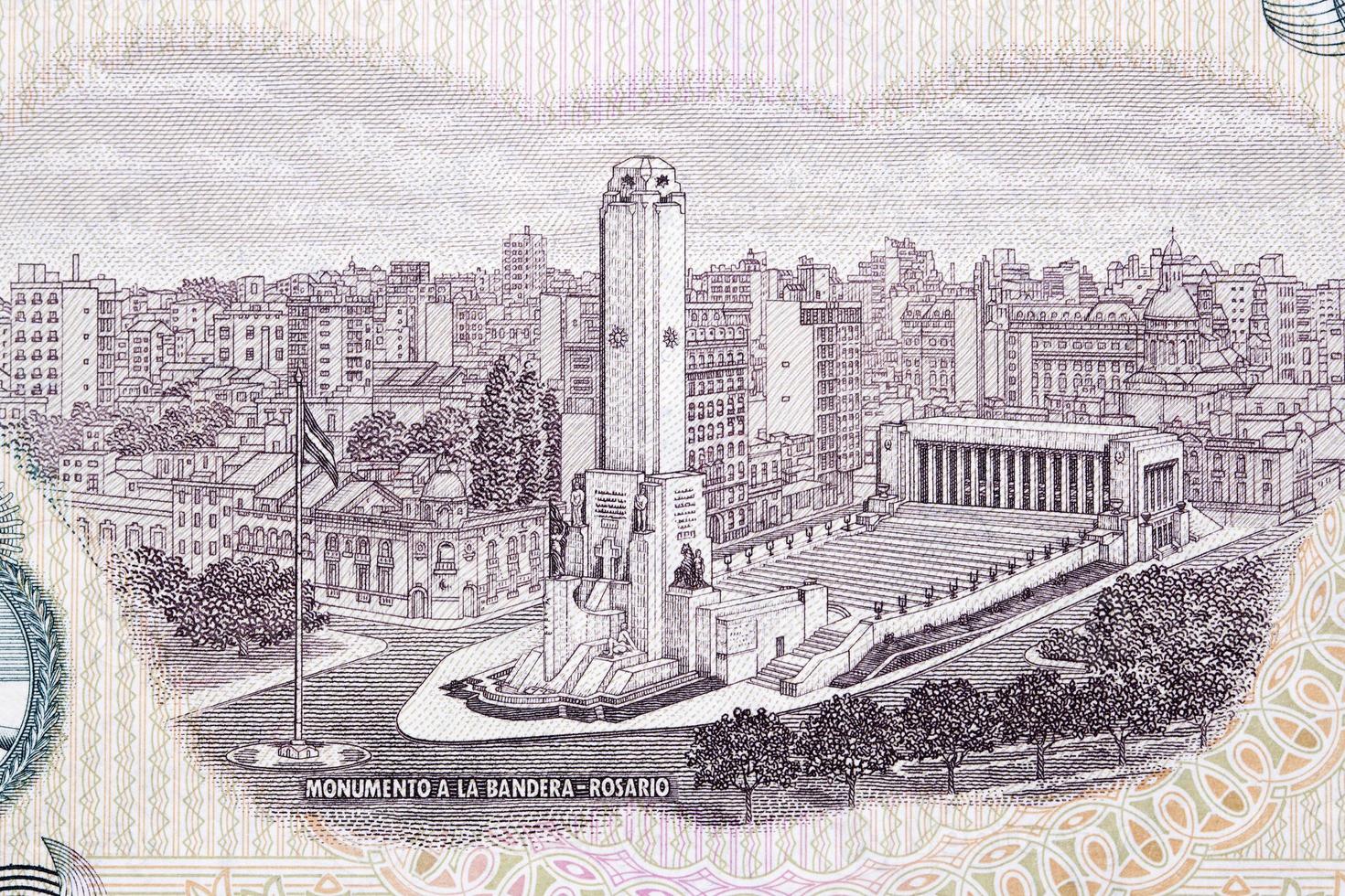 Flagge Monument im rosario von Argentinier Geld foto