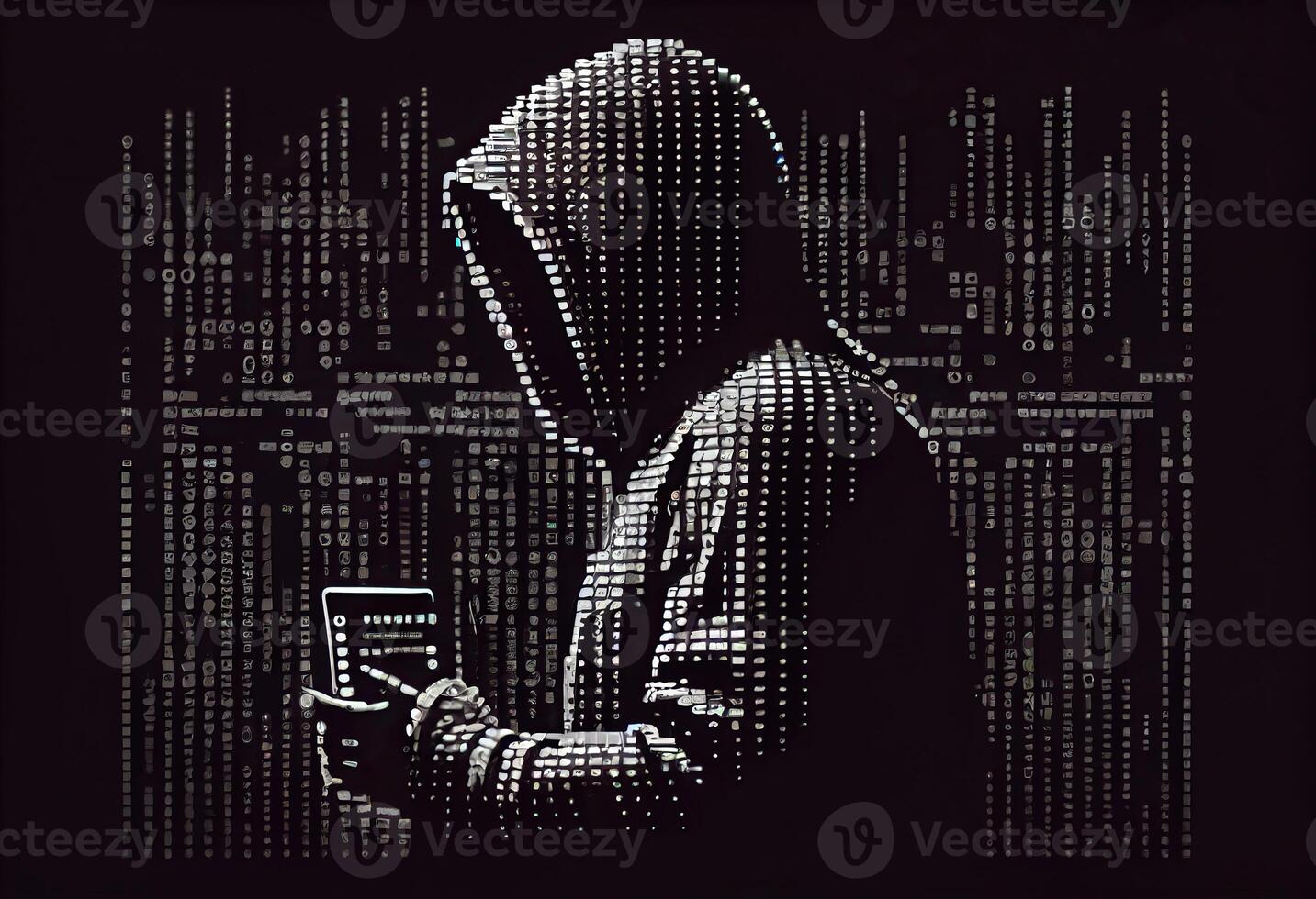 generativ ai Illustration von Computer Hacker, ASCII Stil foto