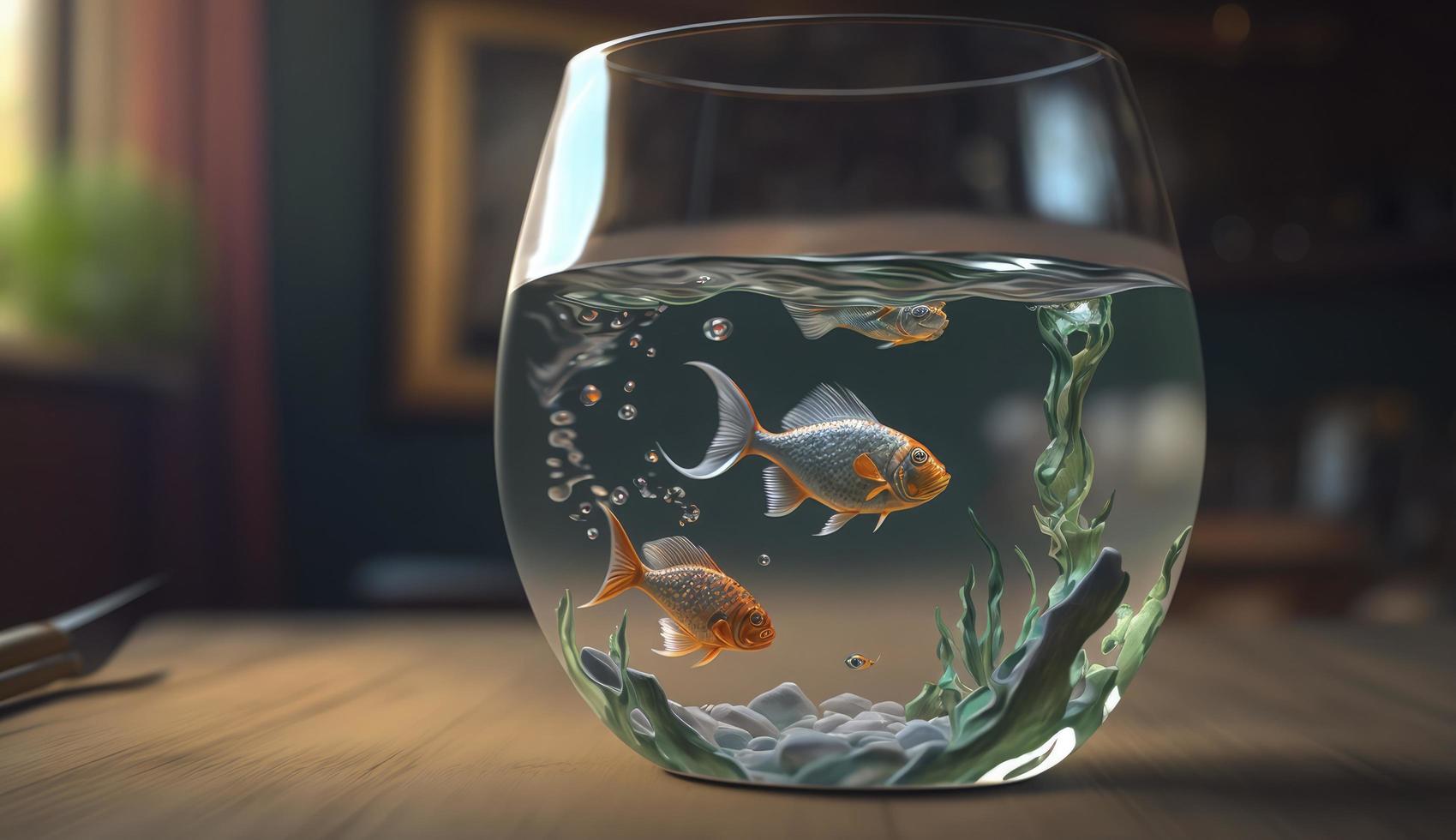 Glas von Wasser, Fische, Foto realistisch, generieren ai