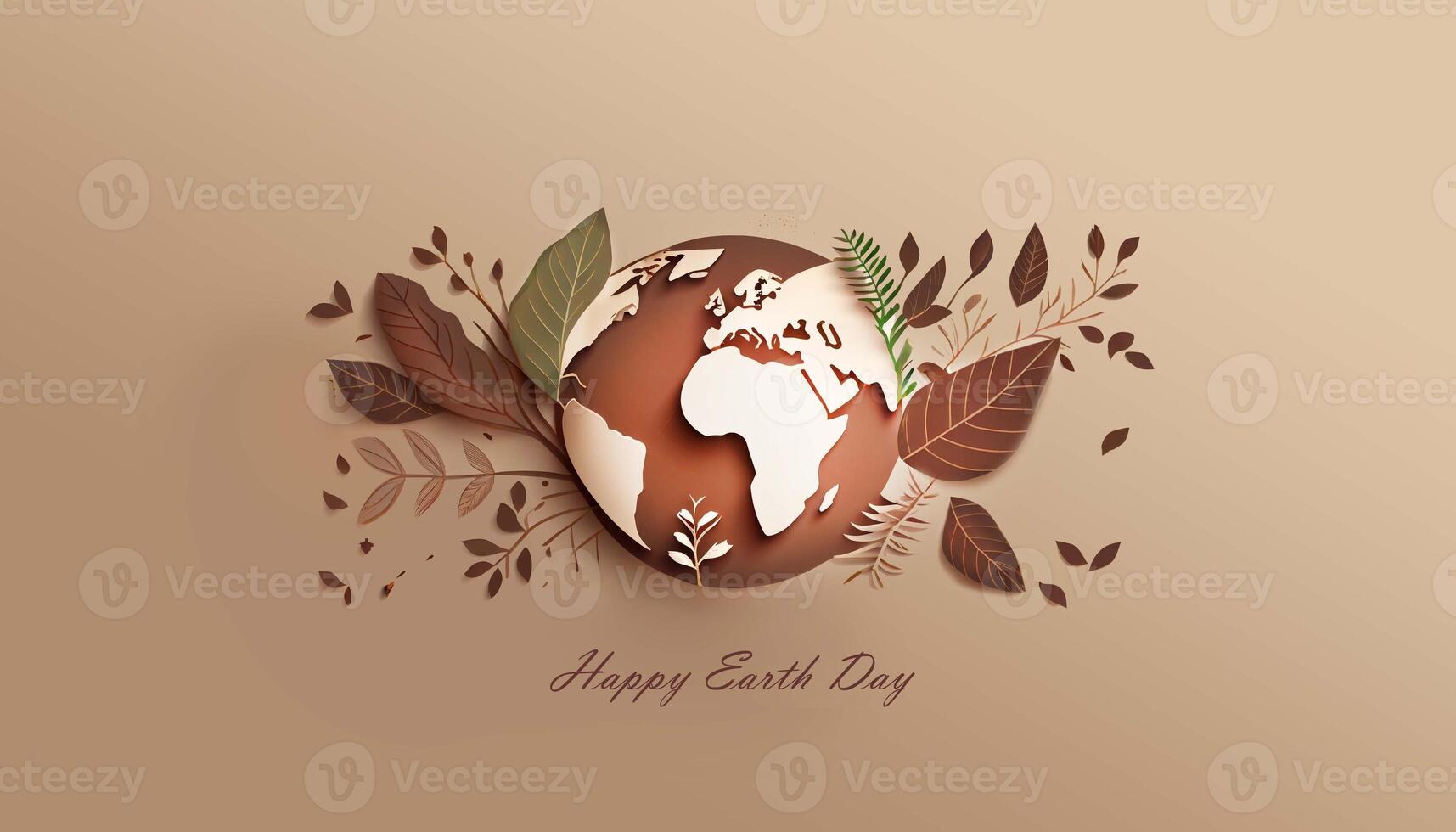 Erde Tag Konzept. Erde Tag Illustration mit Planet und Grün Blatt. generativ ai foto