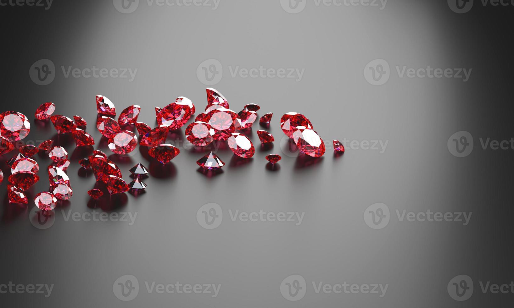 ruby gem diamond group platziert auf dunklem hintergrund 3d-rendering foto