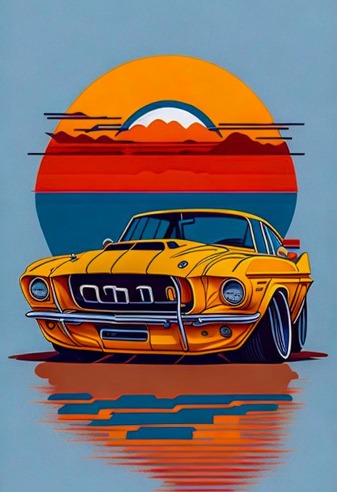 Vintage Oldtimer Retro-Vektor-Stil-Illustration foto