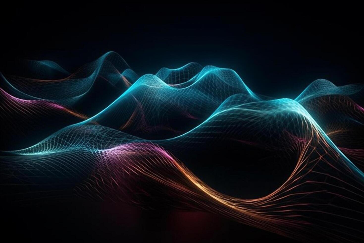 virtuell Wirklichkeit mit diese abstrakt violett Hintergrund mit ein Cyber Raum Landschaft mit unwirklich Berge, ai generativ foto