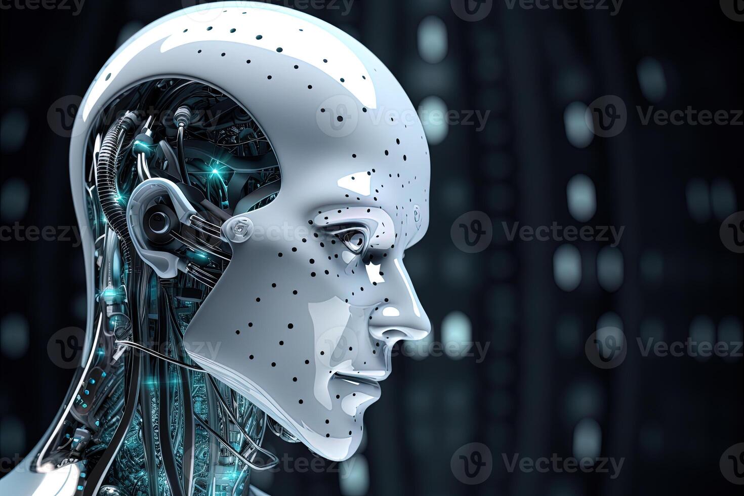 3d Rendern künstlich Intelligenz Roboter Cyborg. ai generiert foto