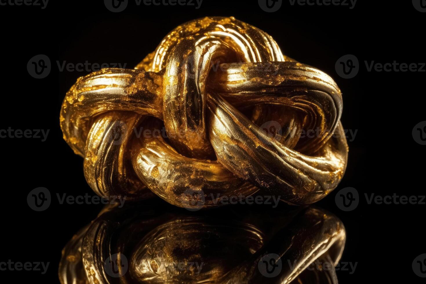 ein Knoten gemacht von Gold erstellt mit generativ ai Technologie. foto