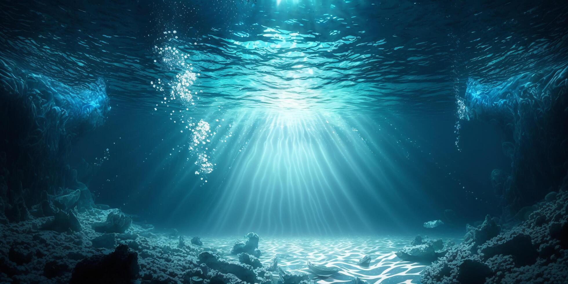 das Blau unter Wasser Meer mit ai generiert. foto