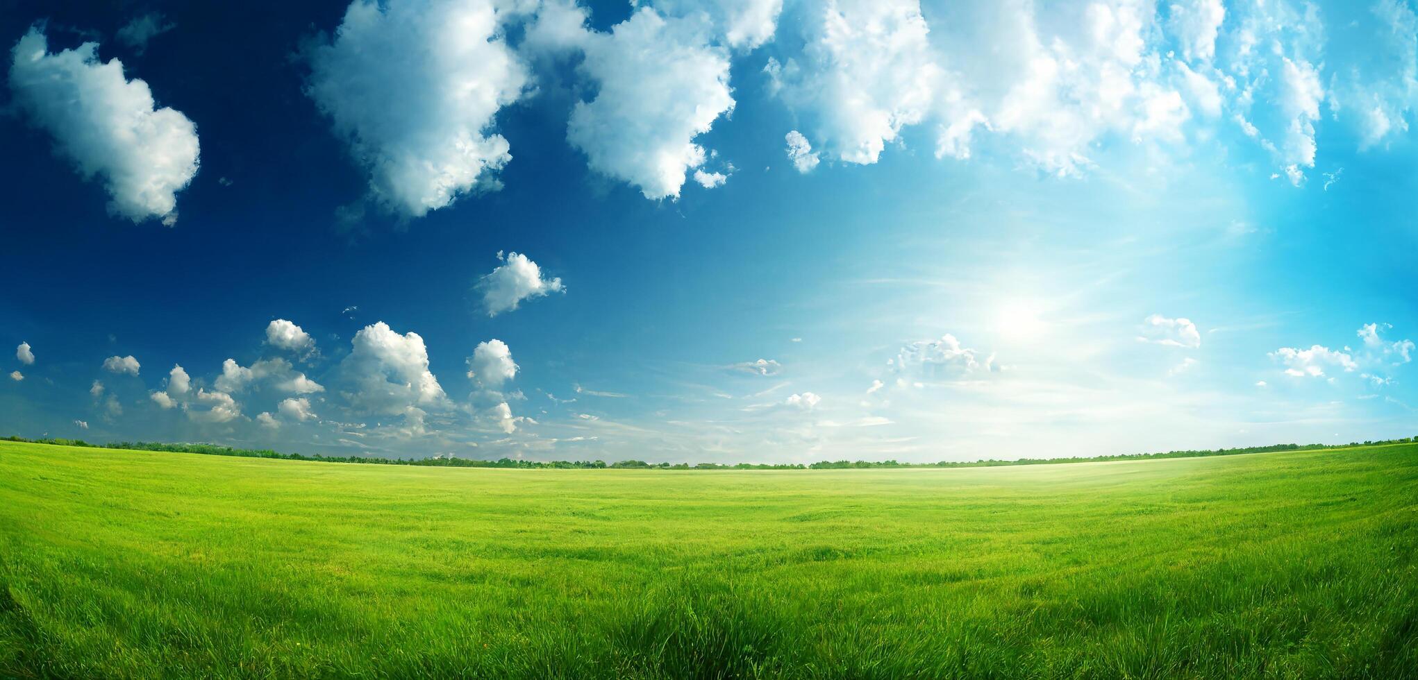 das Landschaft von natürlich Gras Feld mit ai generiert. foto